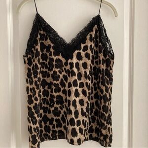 ZARA BASIC COLLECTION LEOPARD ANIMAL PRINT LACE TRIM CAMI TANK TOP